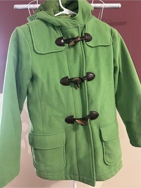 GAP Bright Green Kids Hooded Toggle Pea Coat